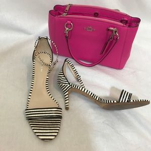 🎉HP🎉 Coach Black & White Marci Striped Heels🐴